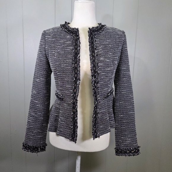 Pinky & Dianne Jackets & Blazers - Pinky & Dianne Black Tweed Open Front Jacket Size 38
